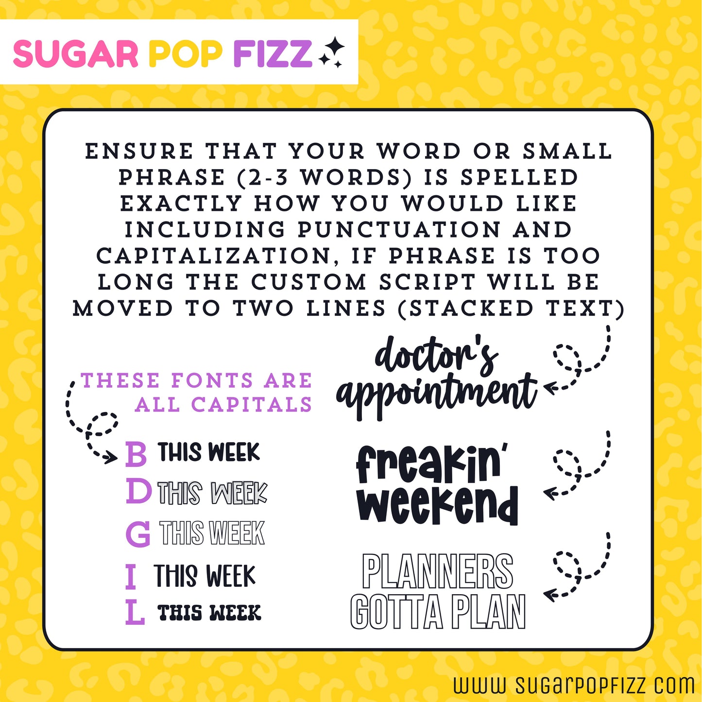 CUSTOM SCRIPT - choose your size & your font