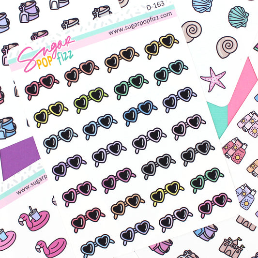 Heart Sunglasses Doodle Stickers - D163