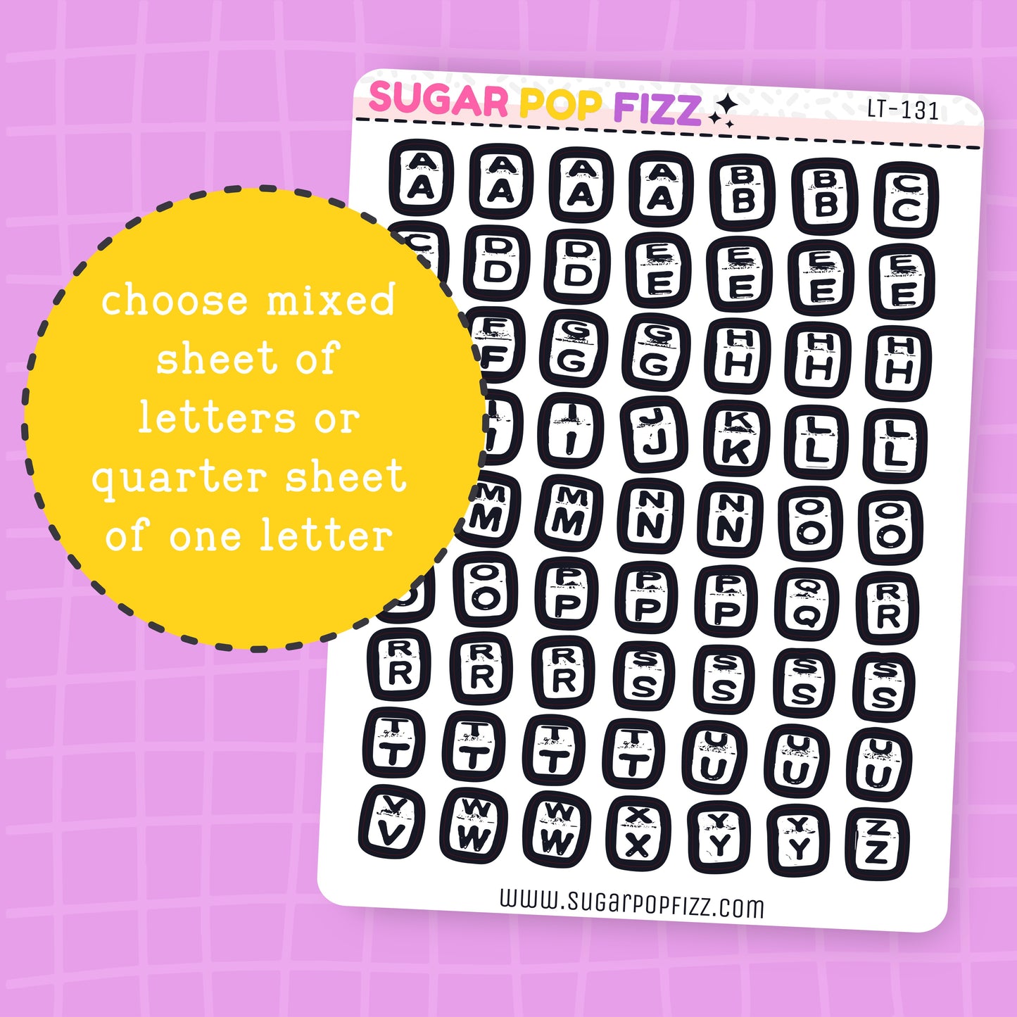 White Square Bead LETTERS SMALL - LT131