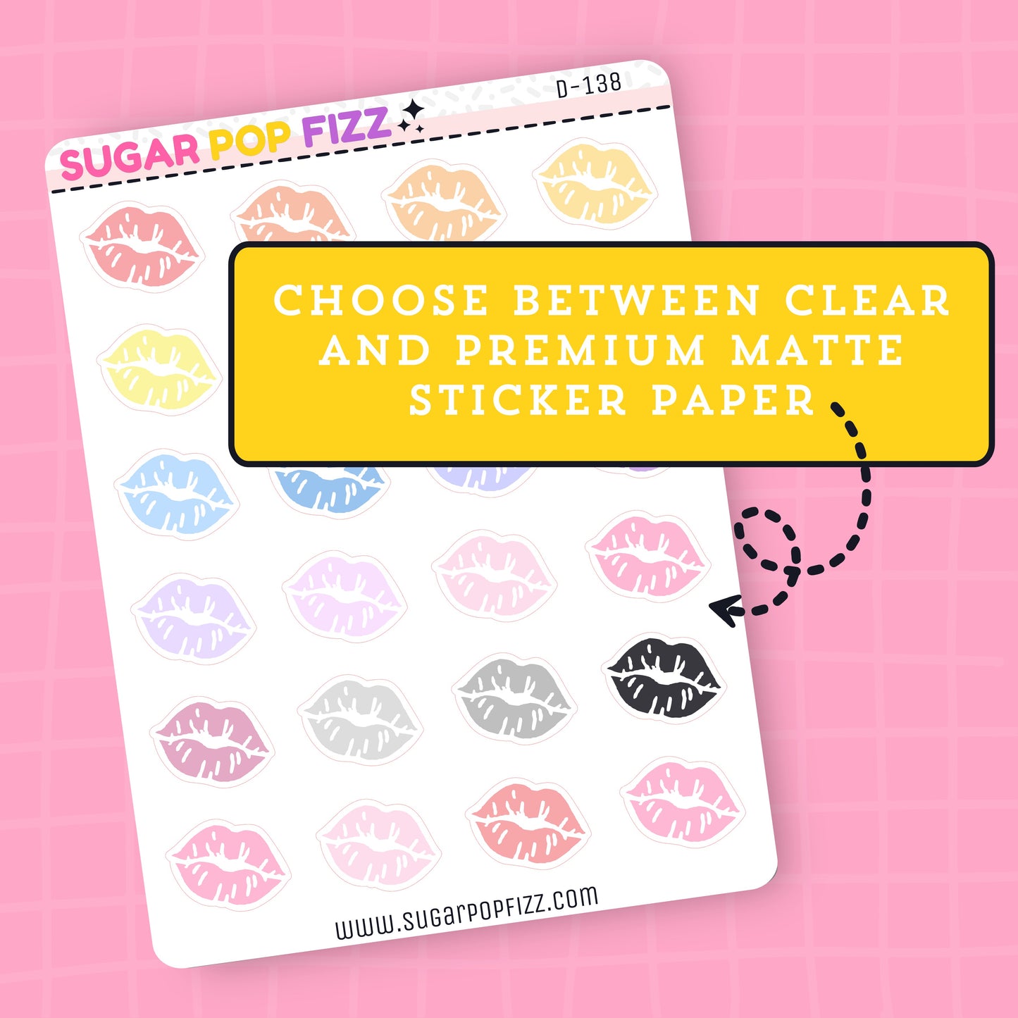 Large Lips/Kisses Doodle Stickers - D138