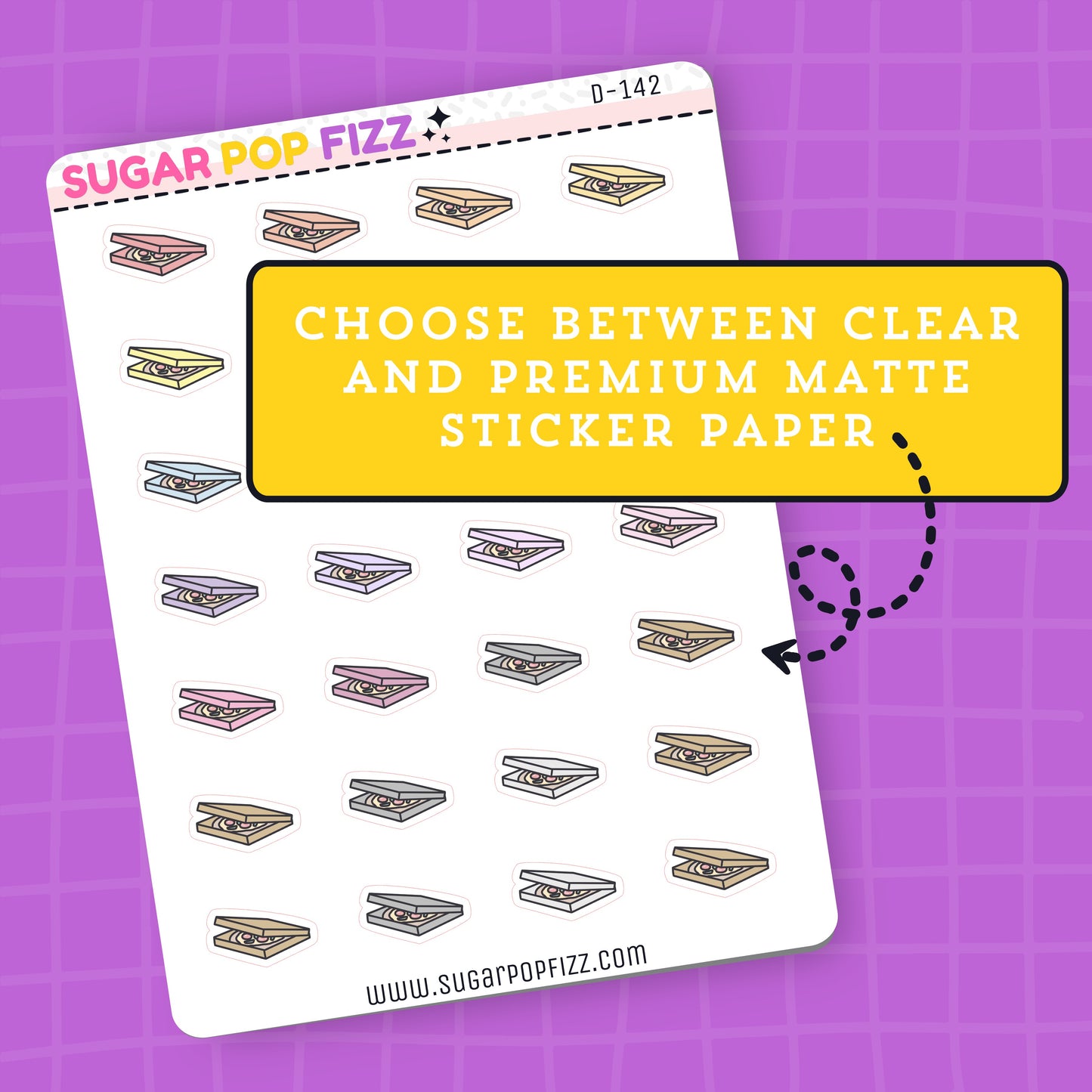 Pizza Box Doodle Stickers - D142