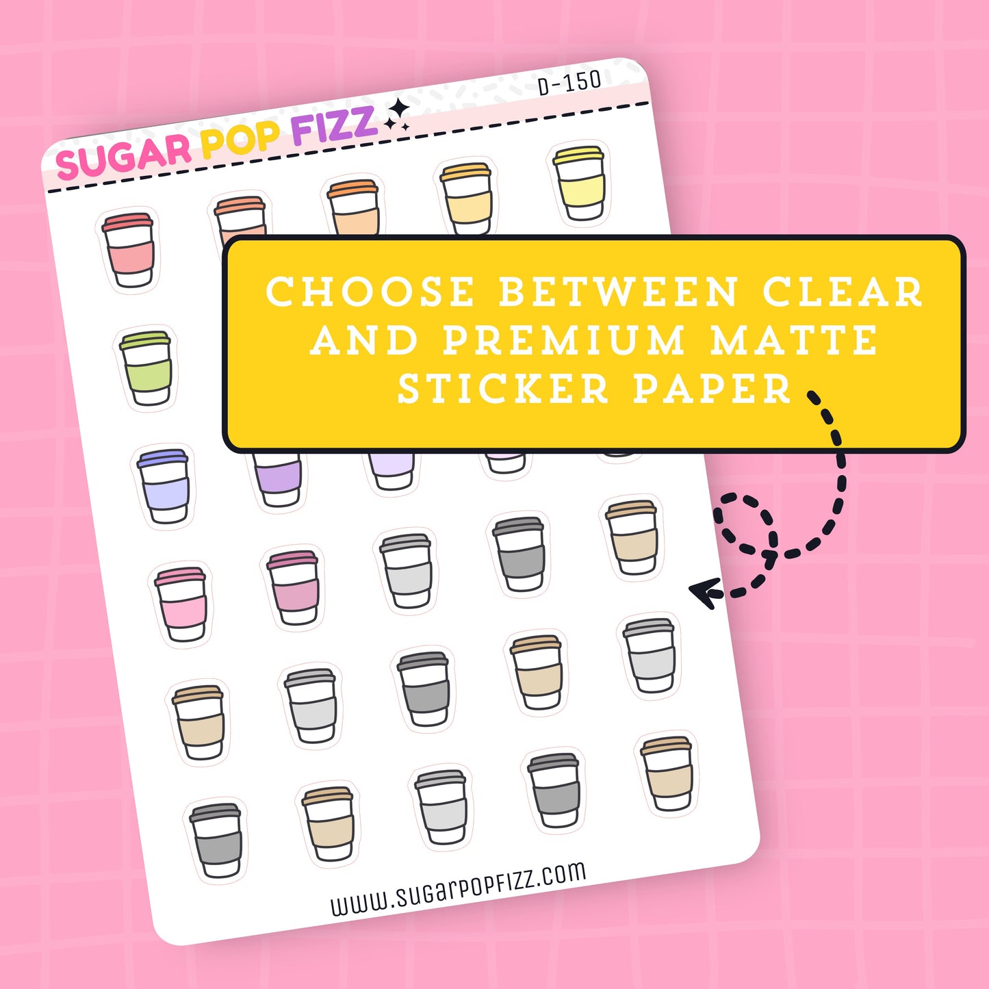 Coffee To Go Doodle Stickers - D150