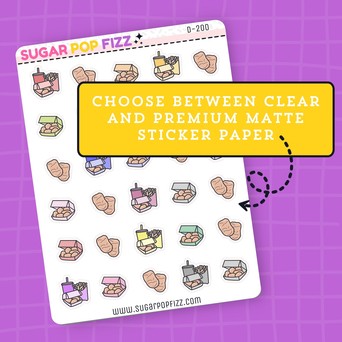 Chicken Nuggets Doodle Stickers - D200