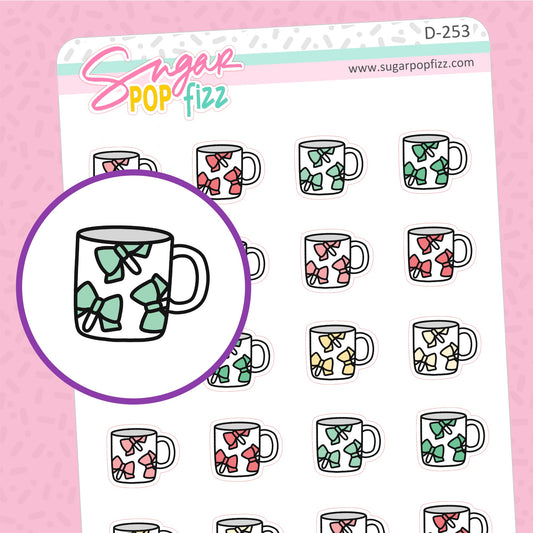 Christmas Coffee Cup Doodle Stickers - D253