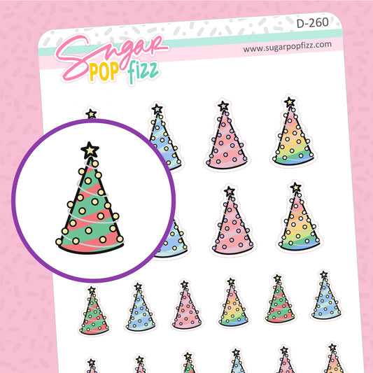 Festive Christmas Tree Doodle Stickers - D260