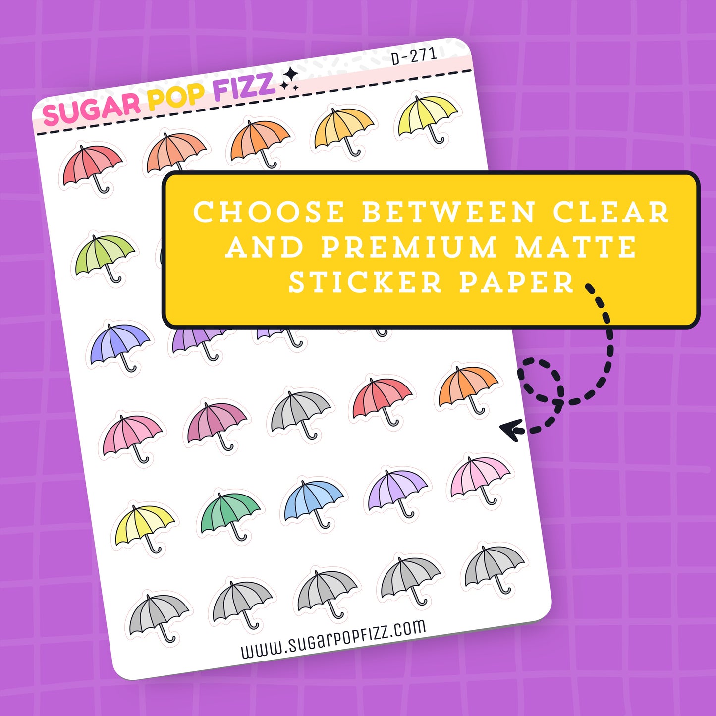 Umbrella Doodle Stickers - D271