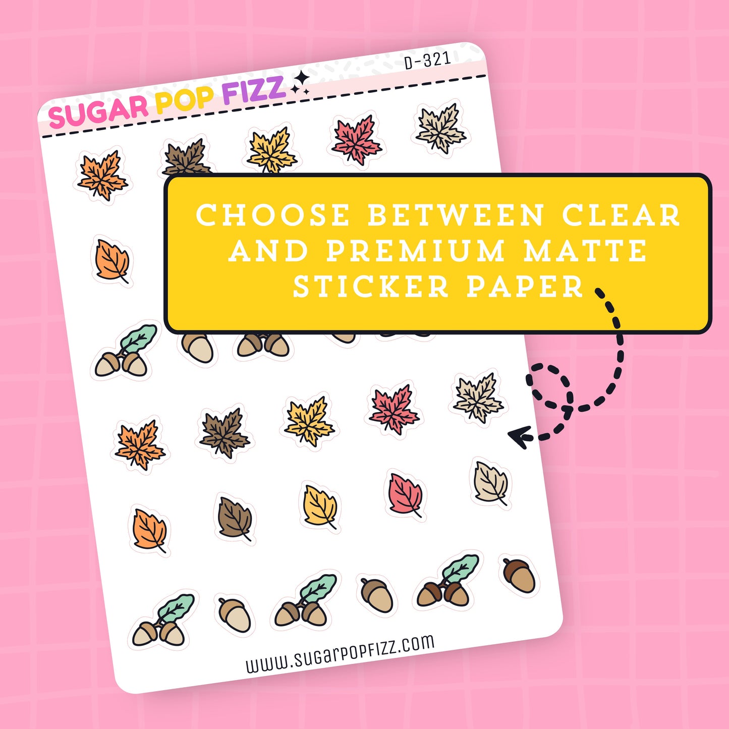 Fall Leaves & Acorns Doodle Stickers - D321