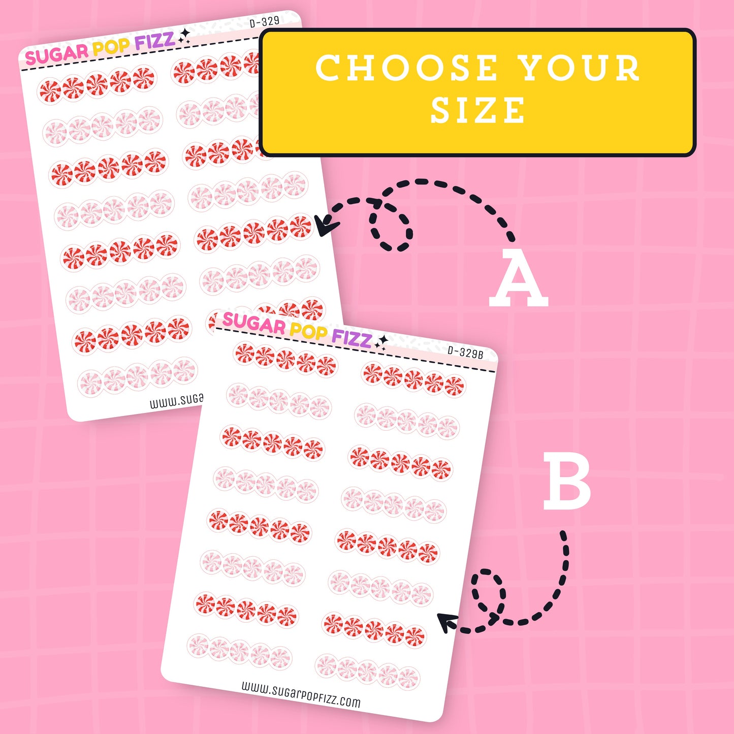 Peppermint Dividers Doodle Stickers (2 sizes) - D329