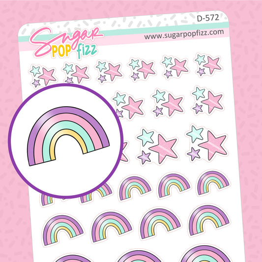 Stars & Rainbows Doodle Stickers - D572