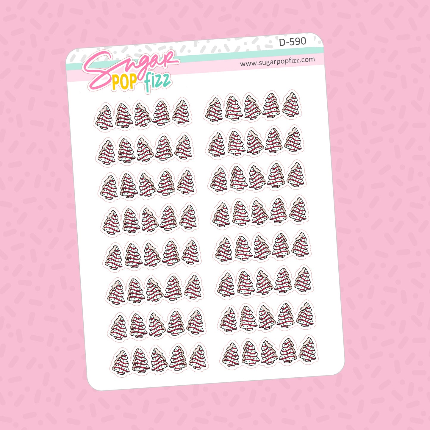 Christmas Tree Cake Divider Doodle Stickers - D590
