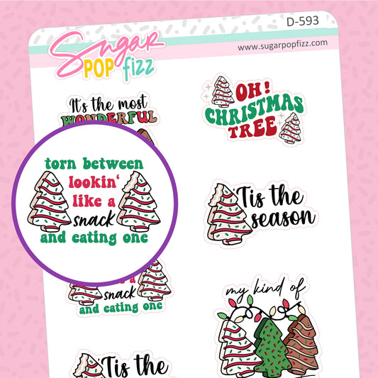 Christmas Tree Cake Quotes Doodle Stickers - D593