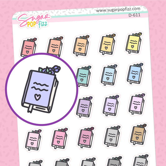 Bookmarked Book Doodle Stickers - D611