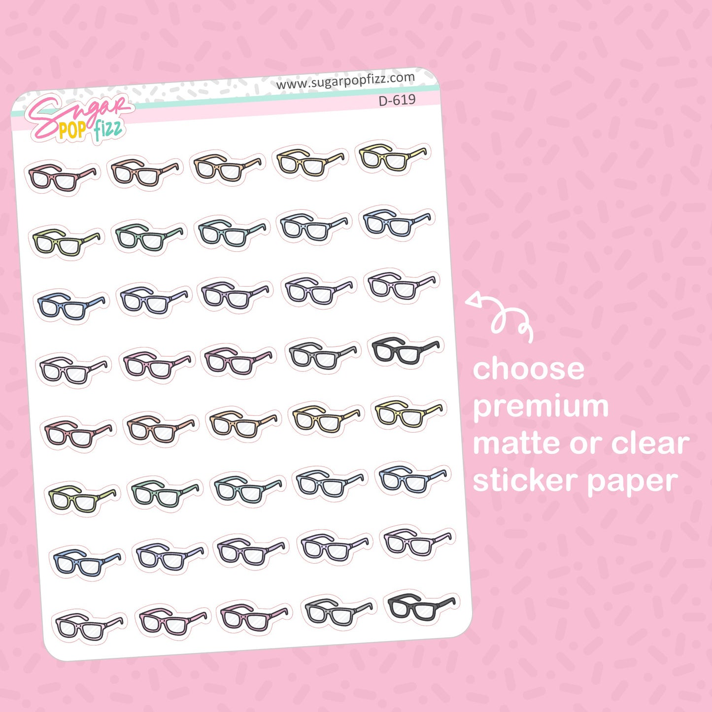 Glasses Doodle Stickers - D619
