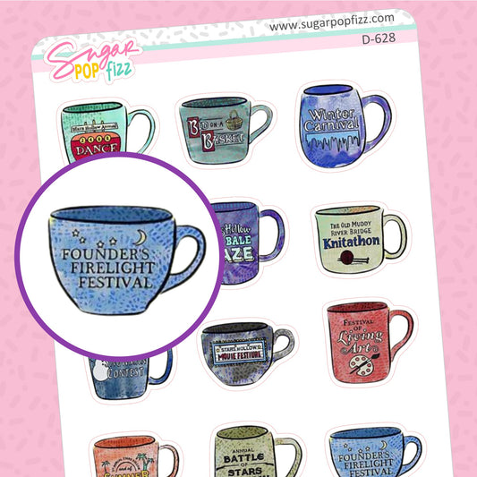 Stars Hollow Festival Mugs Doodle Stickers - D628