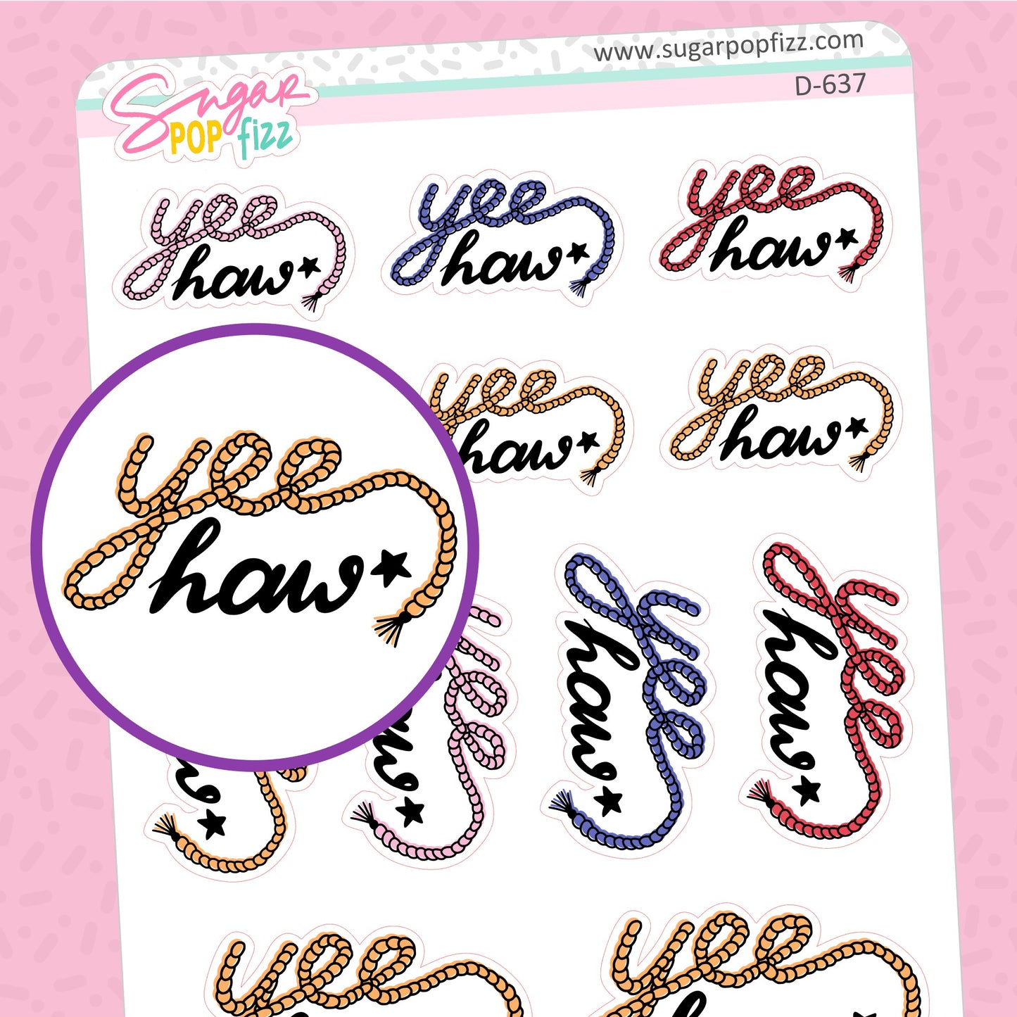 YEE HAW Doodle Stickers - D637