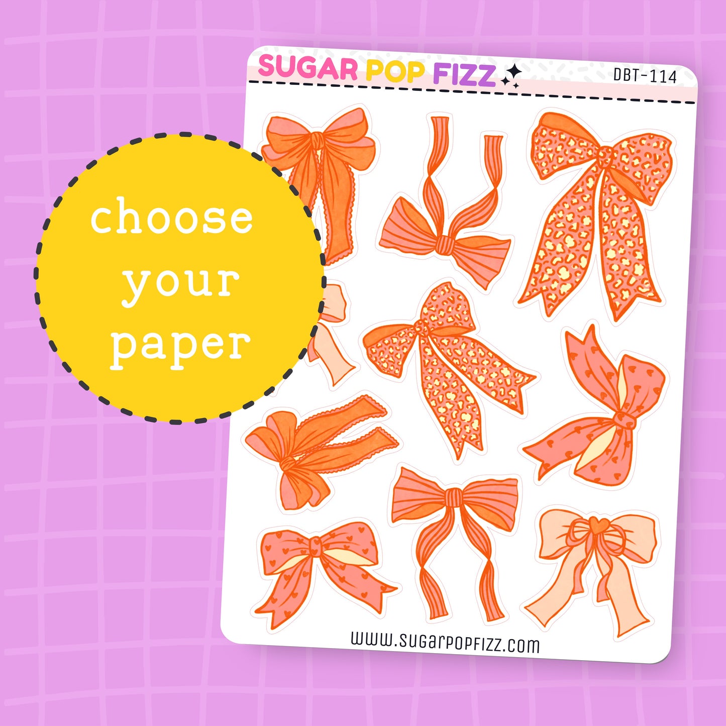 Orange Bows Deco Stickers - DBT114