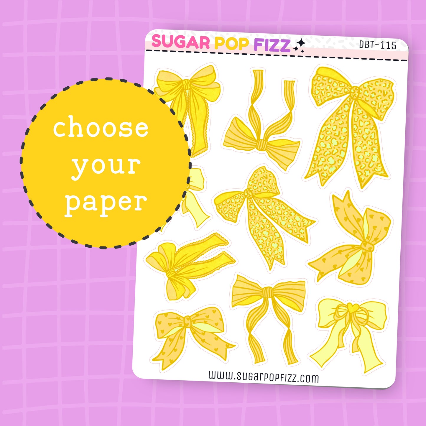 Yellow Bows Deco Stickers - DBT115