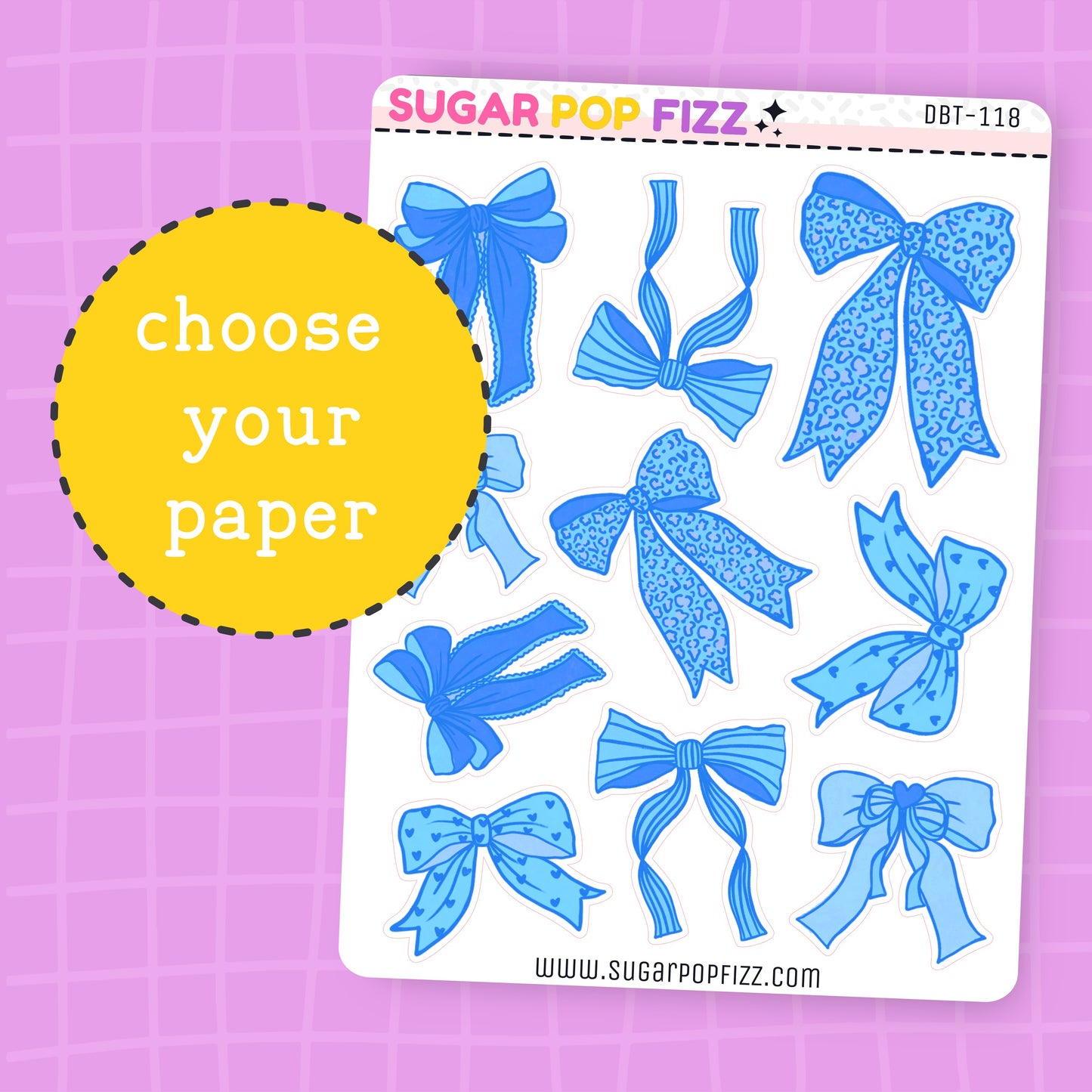 Blue Bows Deco Stickers - DBT118
