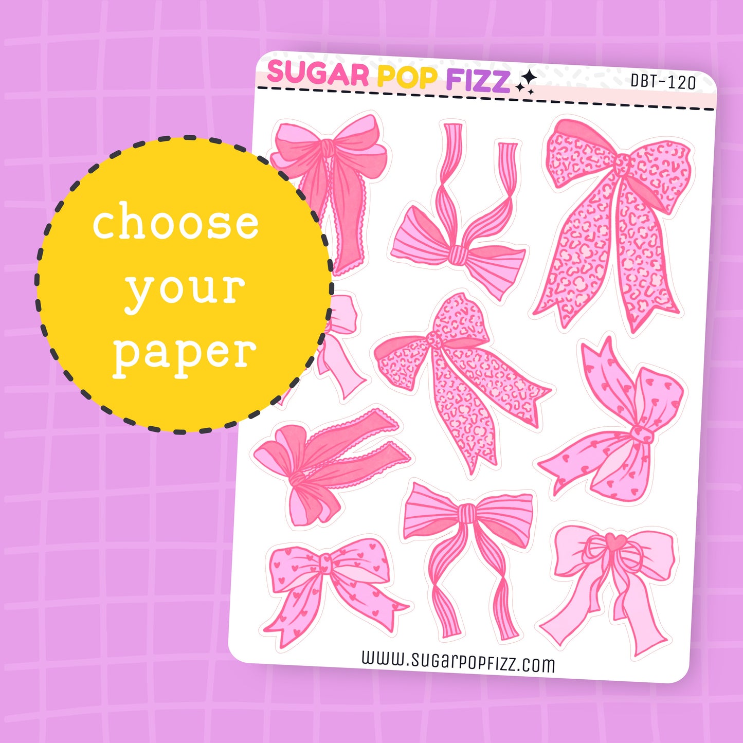 Pink Bows Deco Stickers - DBT120