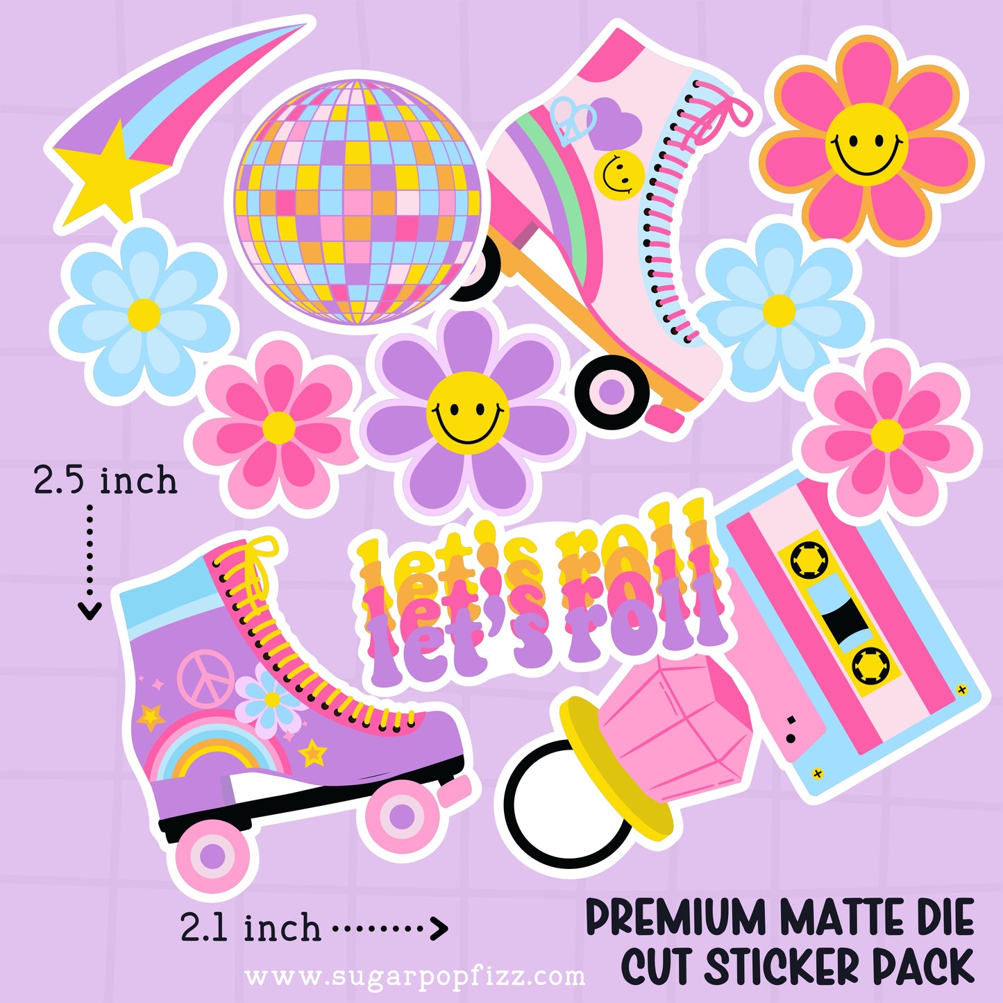 Roller Disco Die Cut Sticker PACK - DCP106