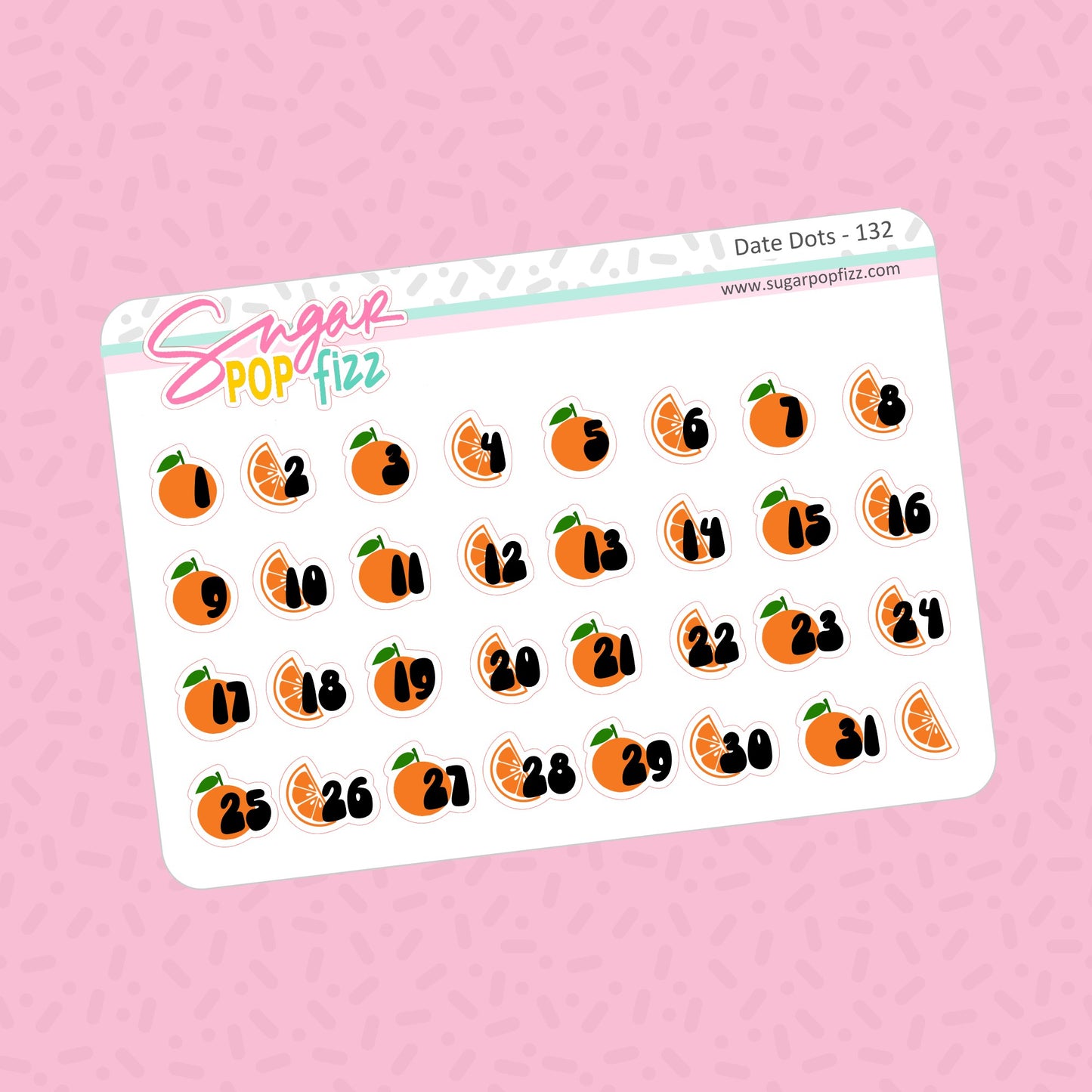Oranges Date Dot Stickers -DD132