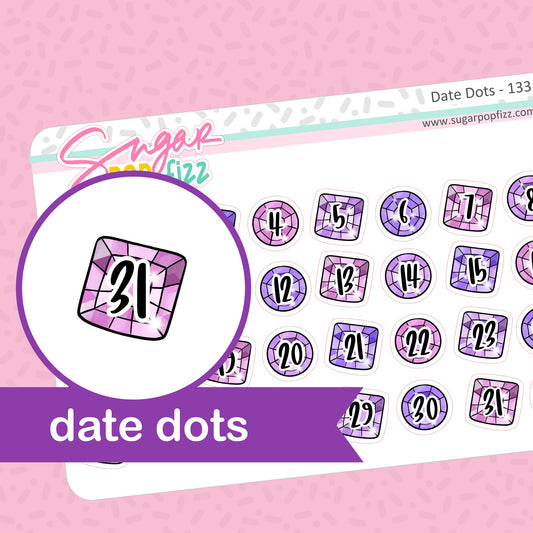 Bejeweled Date Dot Stickers -DD133