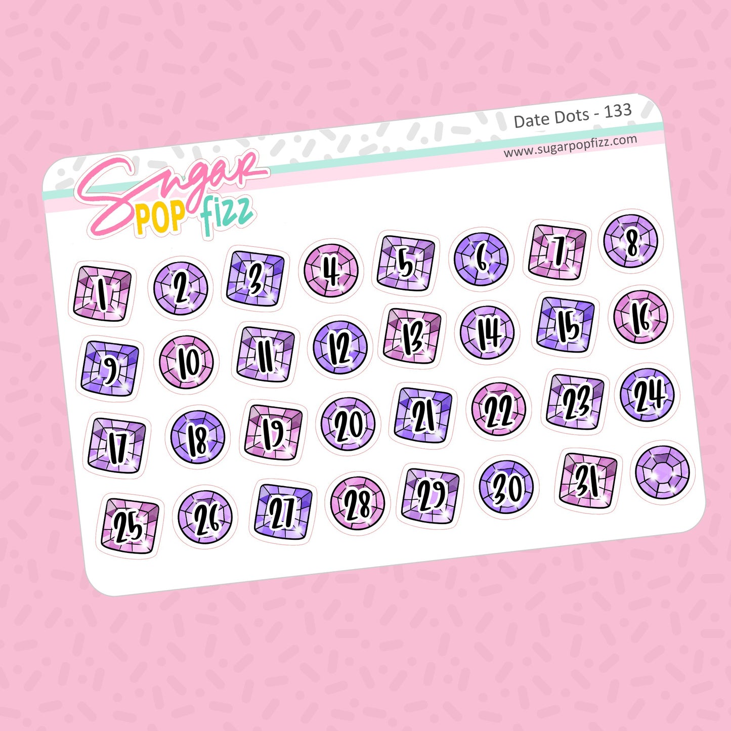Bejeweled Date Dot Stickers -DD133