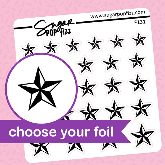 Punk (Nautical) Stars Foil Stickers - choose your foil - F131