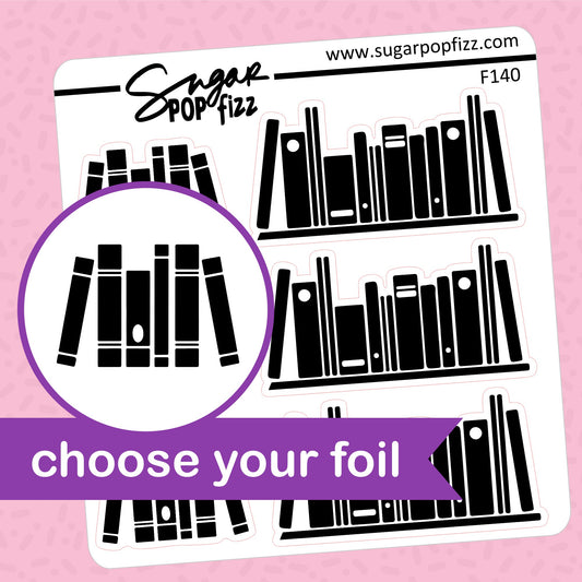 Book Stack Foil Stickers - choose your foil - F140