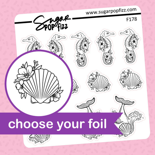 Floral Ocean Foil Stickers - choose your foil - F178