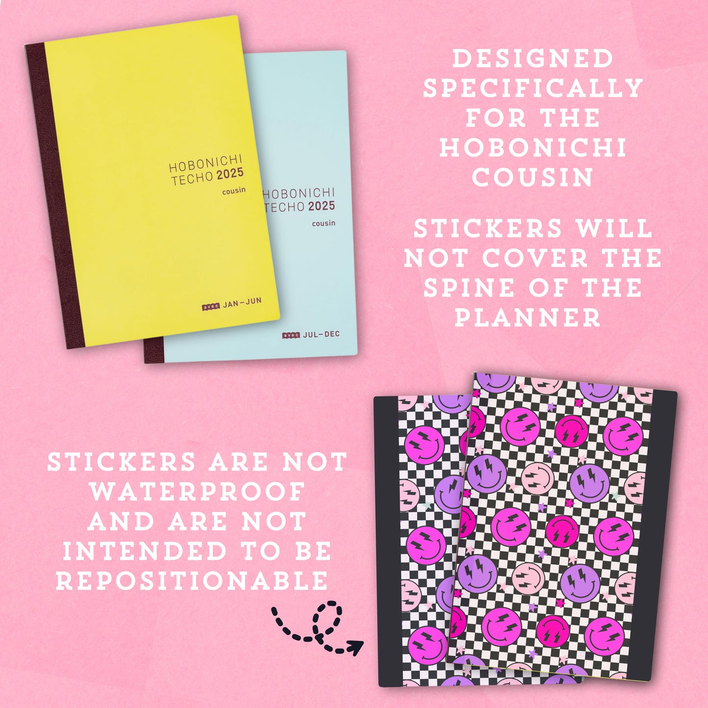 Checkered Smiles - Hobonichi Cousin Cover Sticker - HBCC101