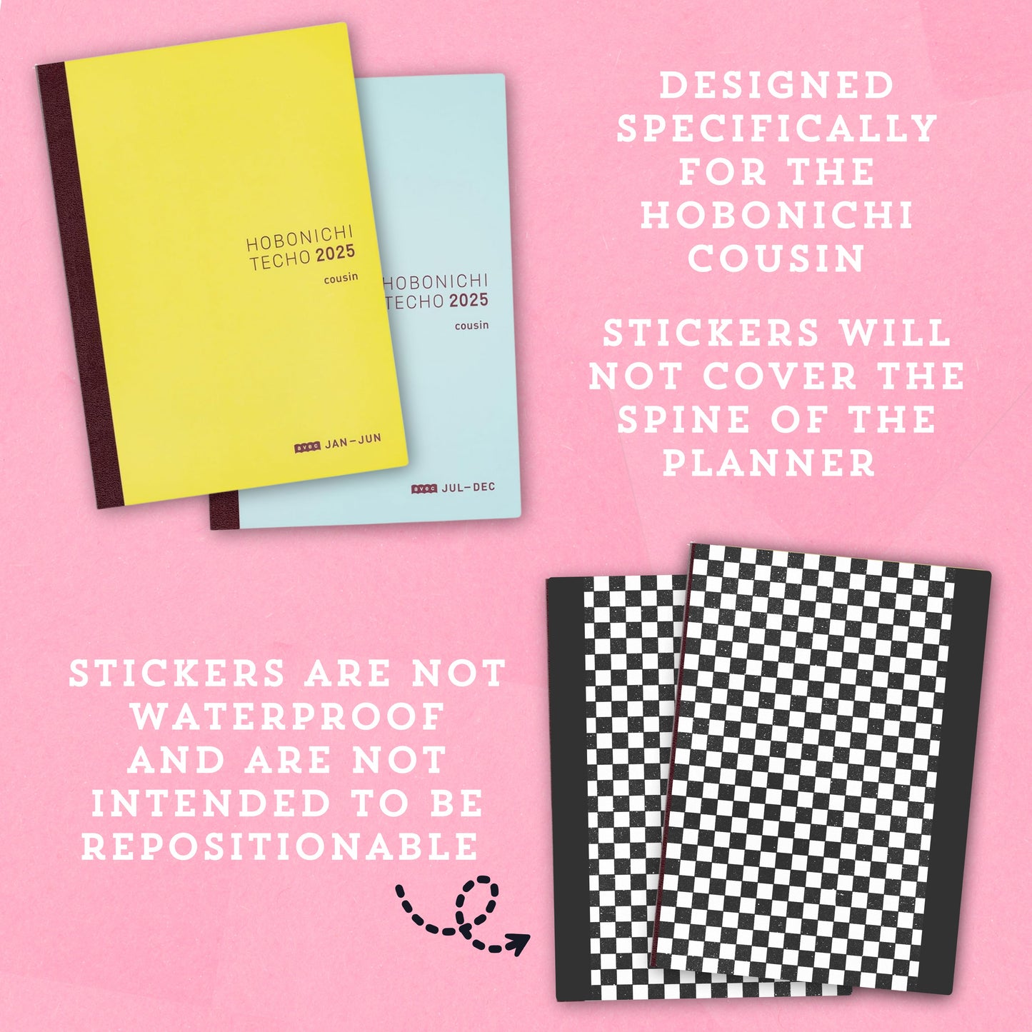 Black Checkered - Hobonichi Cousin Cover Sticker - HBCC104