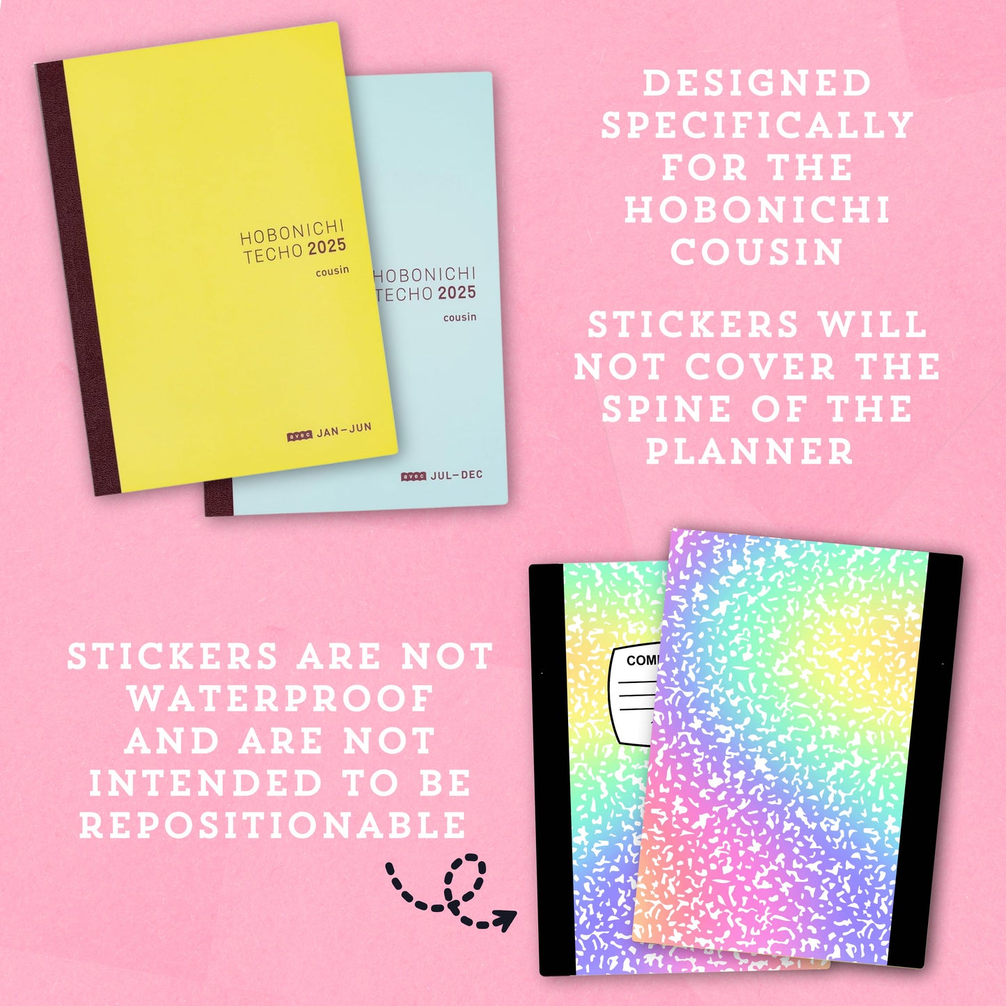 Rainbow Composition Notebook - Hobonichi Cousin Cover Sticker - HBCC107