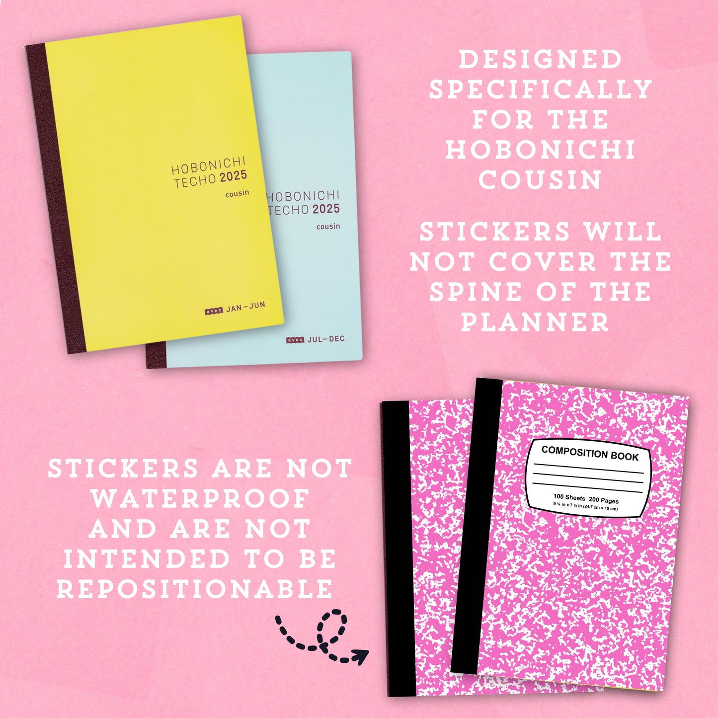 Pink Composition - Hobonichi Cousin Cover Sticker - HBCC111