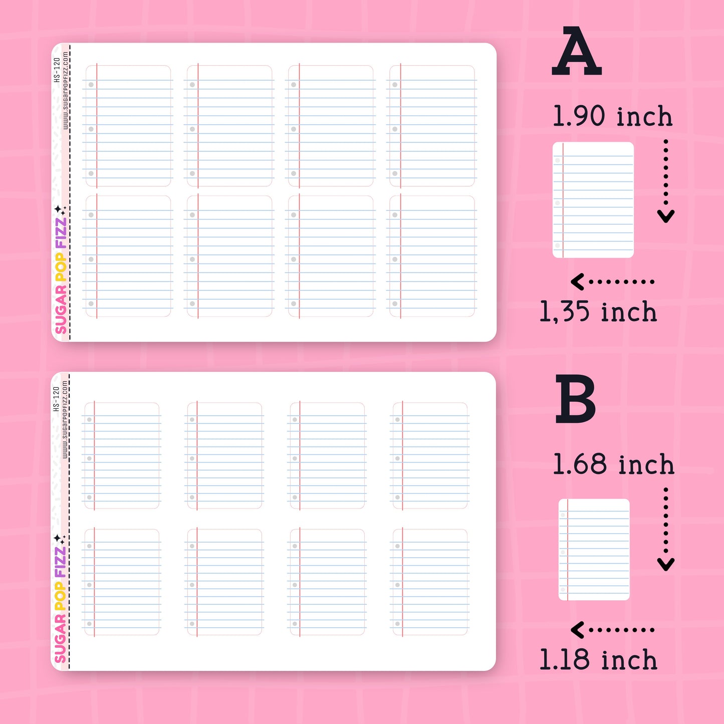 Notebook Paper Boxes Functional Stickers (2 sizes) - HS120