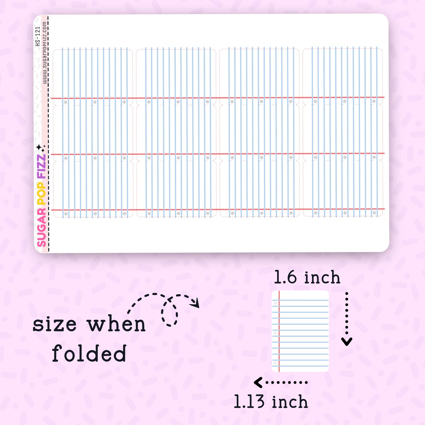 FOLDABLE Notebook Paper Functional Stickers - HS121