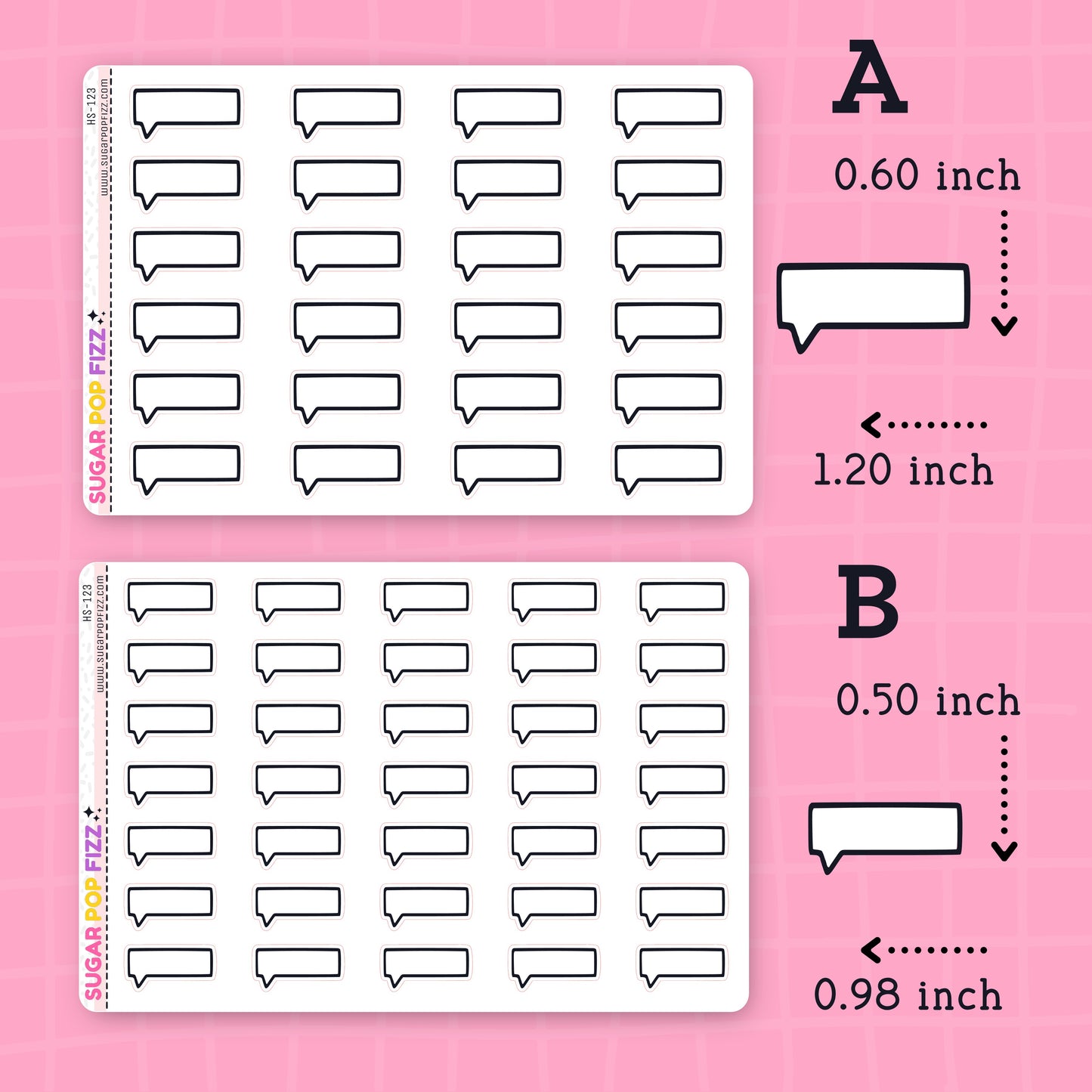 Short Quote Boxes Functional Stickers (2 sizes) - HS123