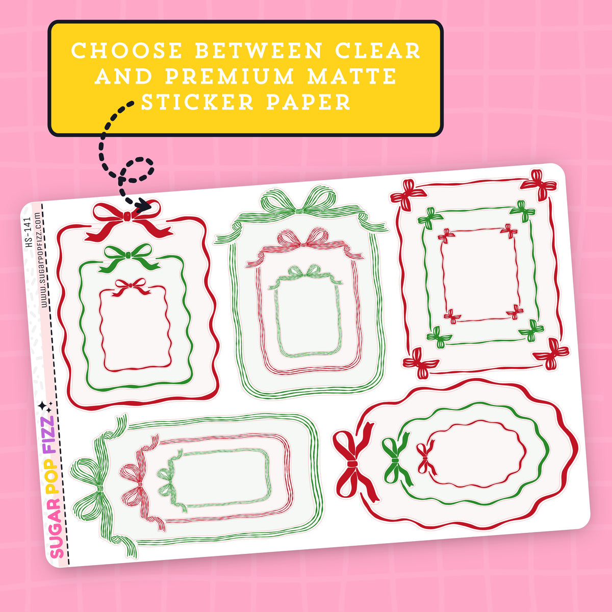 Holiday Bow Frame Stickers - HS143