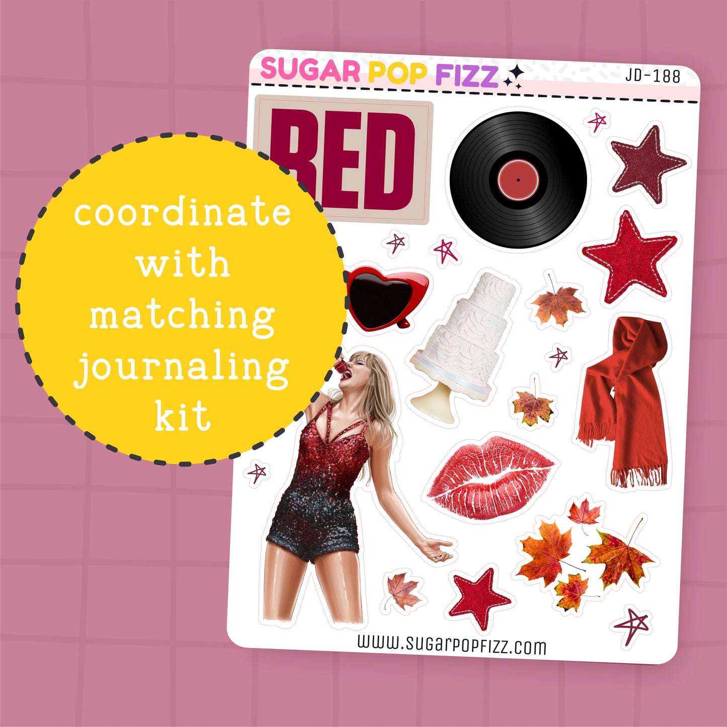 RED Journaling Deco Stickers - JD188