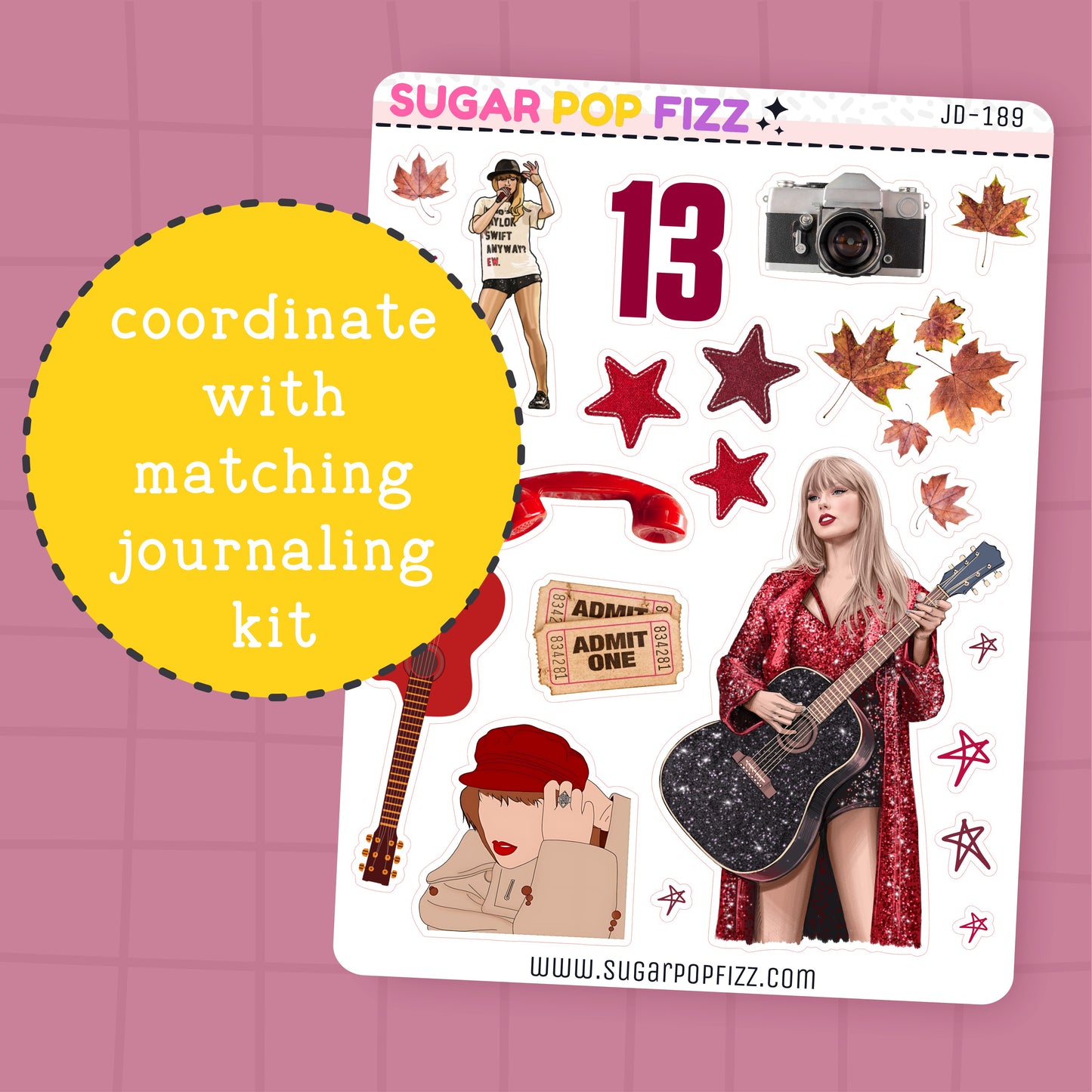 RED Journaling Deco Stickers - JD189