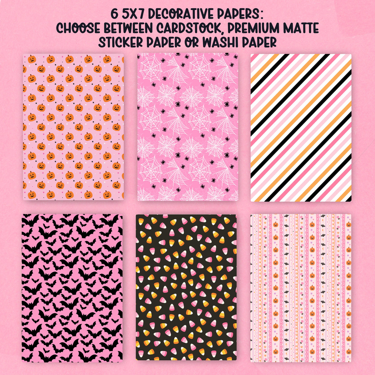 Pink Halloween Paper Pack - choose your paper - PPK135