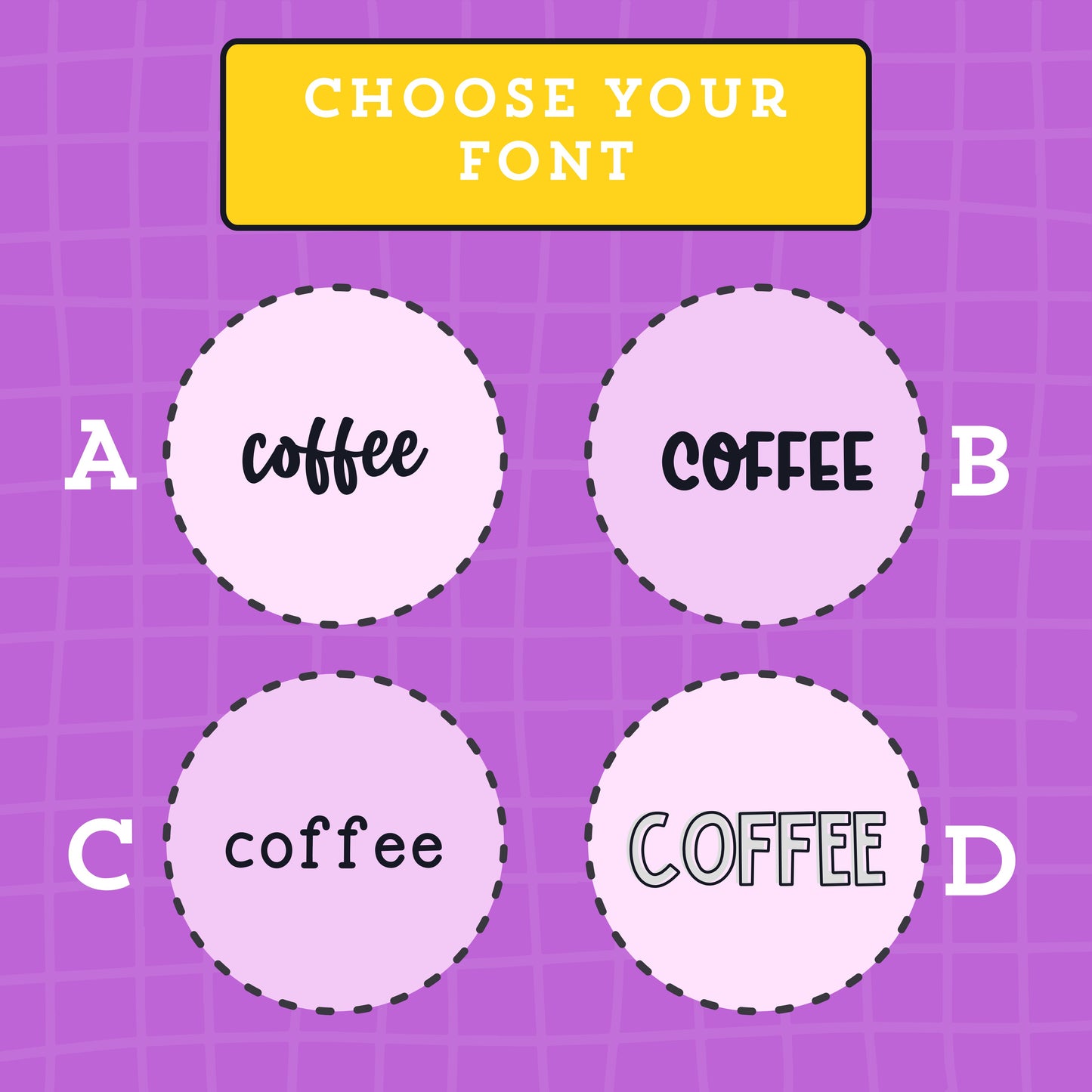 Coffee Script Stickers (4 fonts) - S133