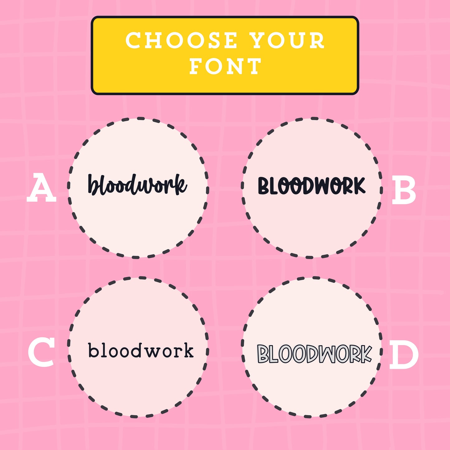 Bloodwork Script Stickers (4 fonts) - S147