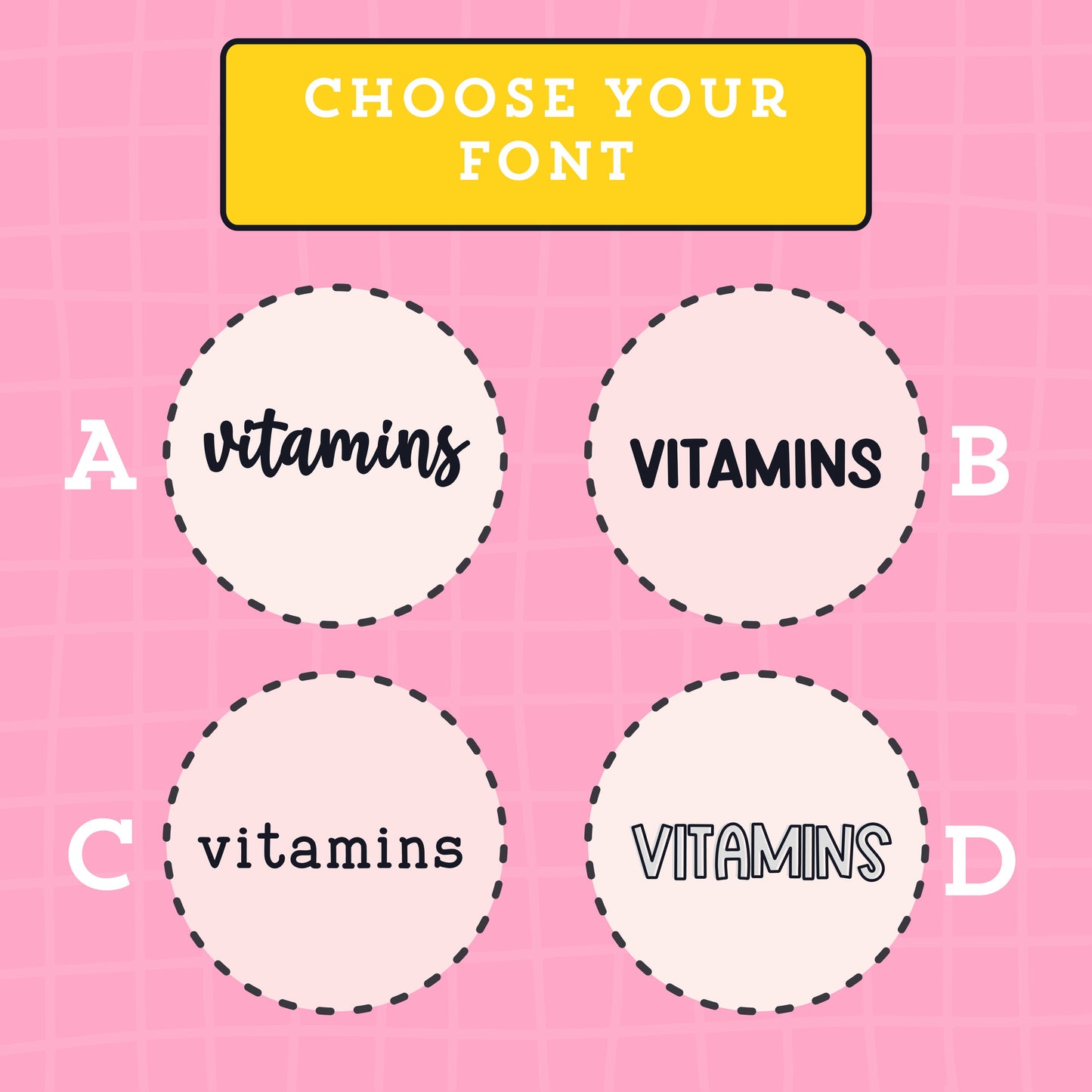 Vitamins Script Stickers (4 fonts) - S148