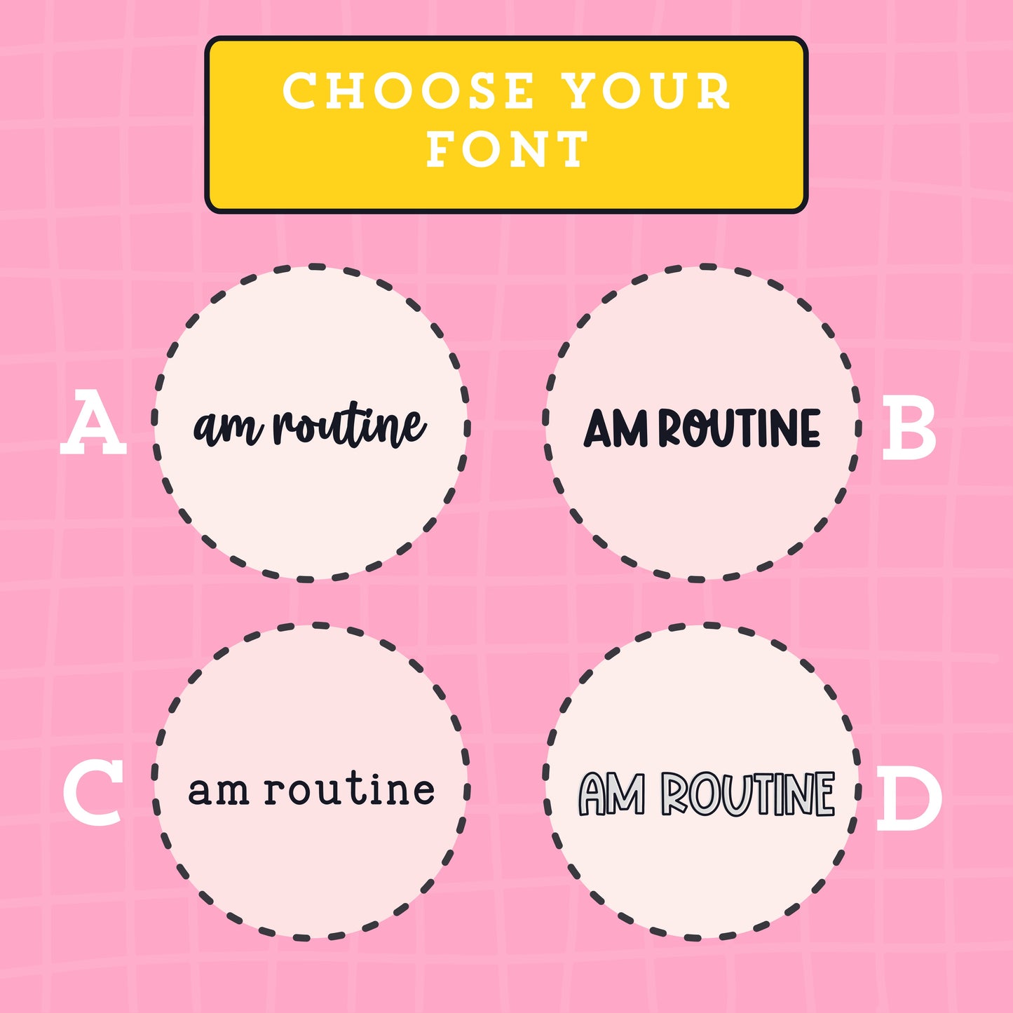 AM Routine Script Stickers (4 fonts) - S150