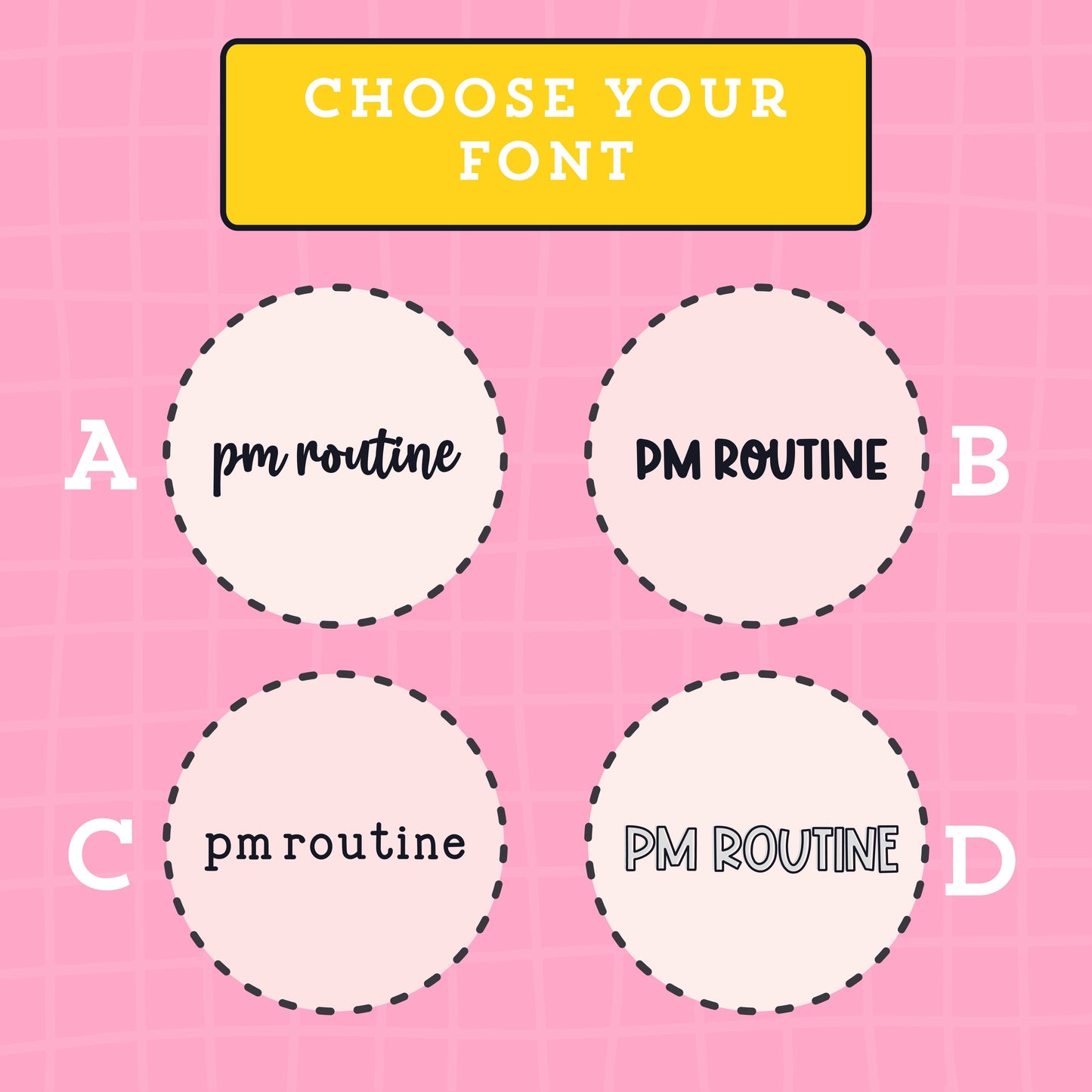 PM Routine Script Stickers (4 fonts) - S151