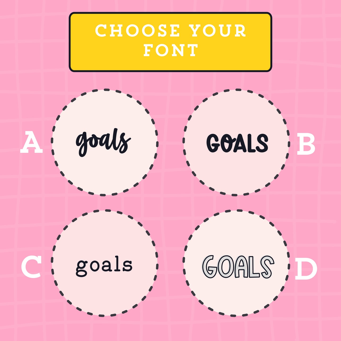 Goals Script Stickers (4 fonts) - S154