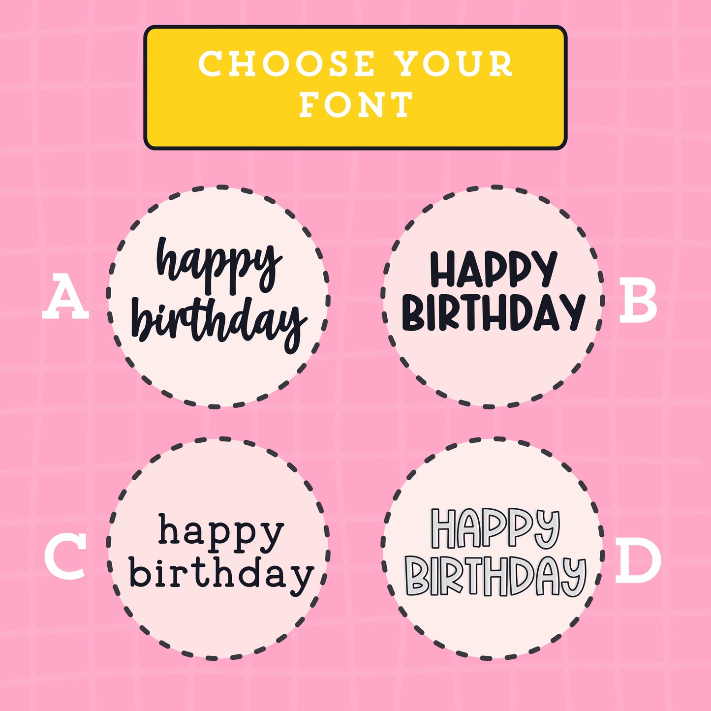 Happy Birthday Script Stickers (4 fonts) - S243
