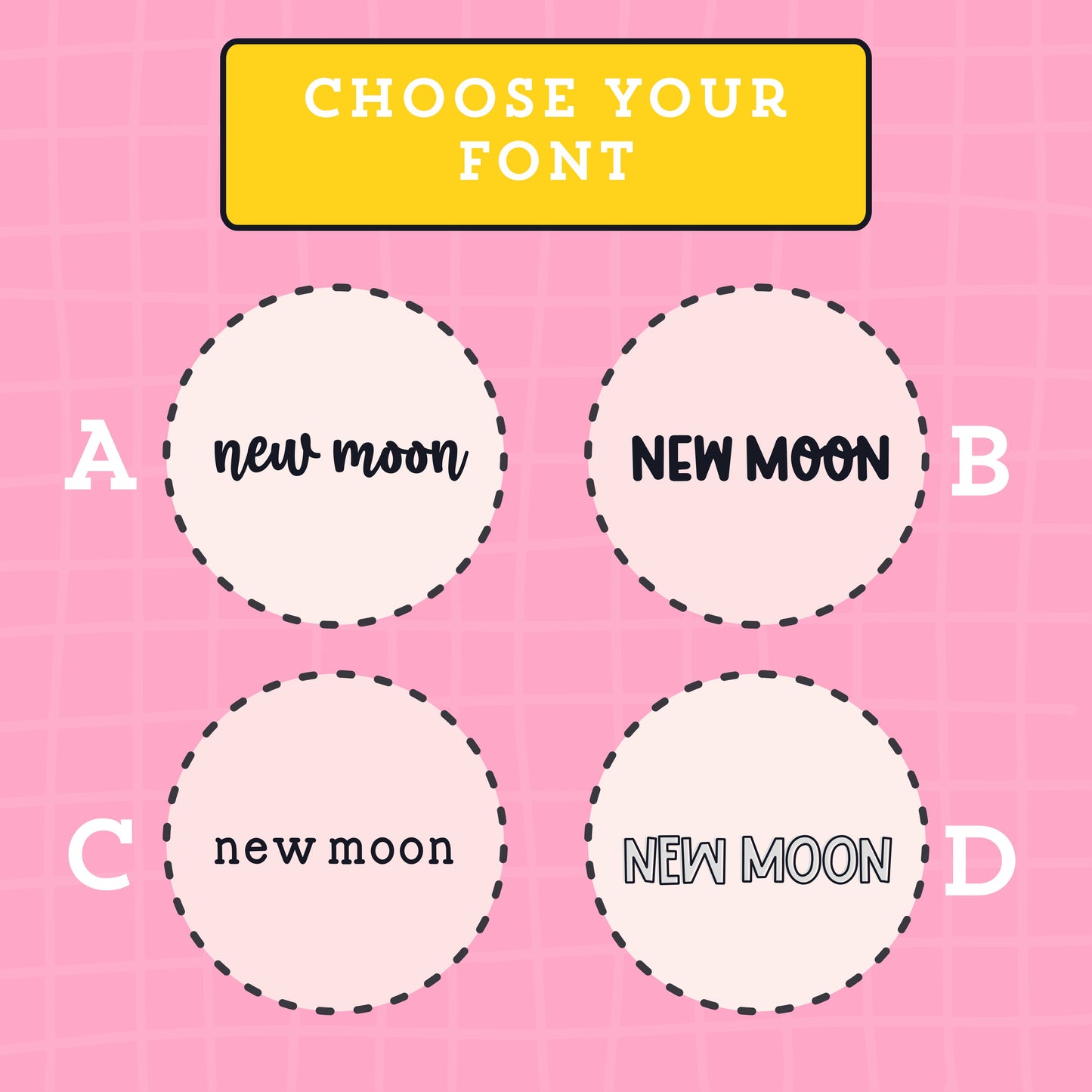 New Moon Script Stickers (4 fonts) - S260