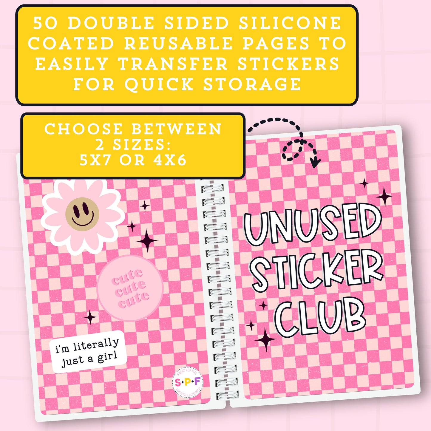 Unused Sticker Club - Reusable Sticker Book - 5x7 or 4x6